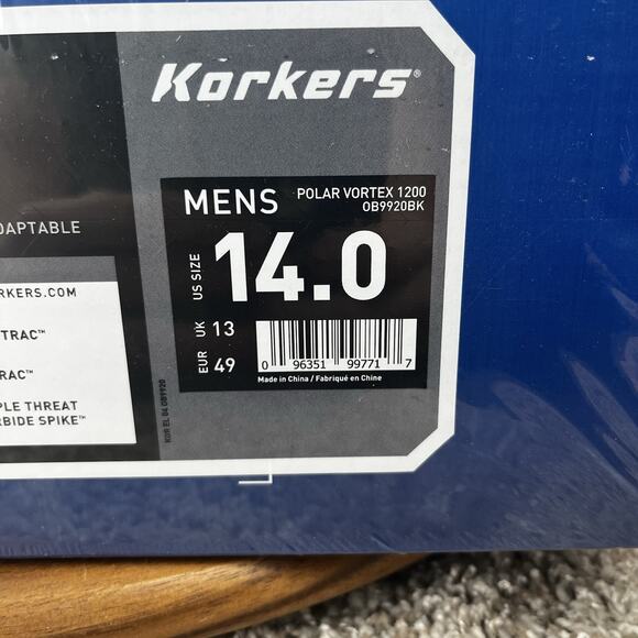 KORKERS Polar Vortex 1200 With SnowTrac Sole Men’s 14 Black/Silver Boot OB9920BK - Picture 4 of 6